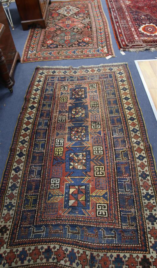 A Caucasian rug and another rug 200 x113cm, 203 x 116cm